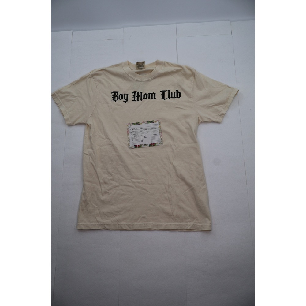 Comfort Colors Boy Mom Club Graphic T-Shirt Cream Ivory Gothic Font Size M